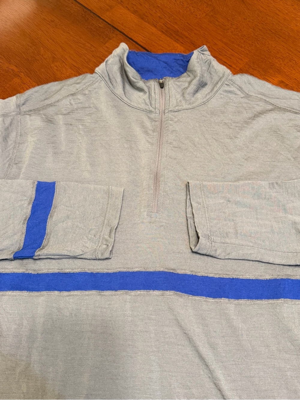 Ibex Merino Wool 1/4 Zip Pullover Mens XL Gray Blue Base Layer Outdoor Hike Gorp